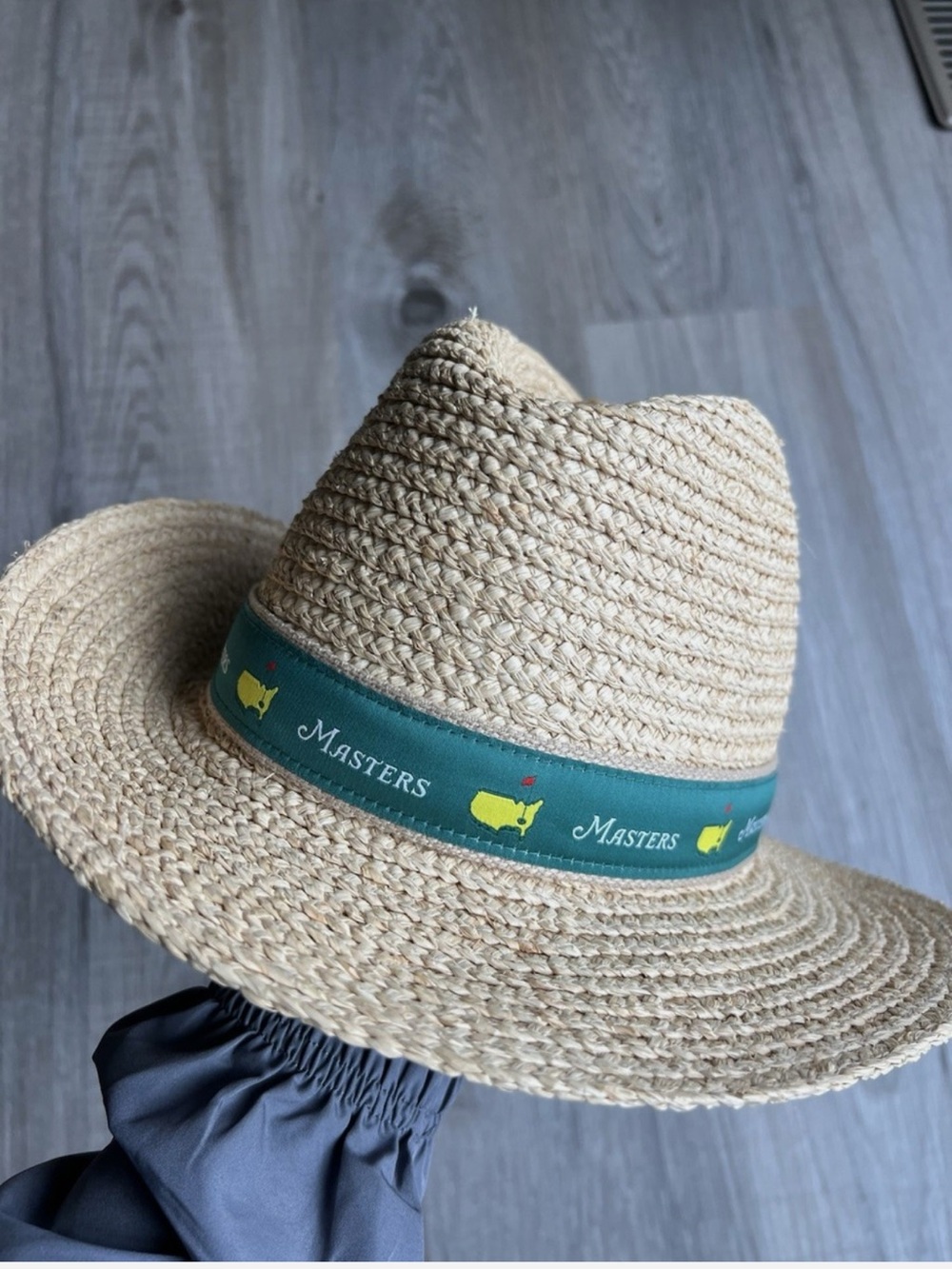 Masters Raffia Straw Hat with Green and Yellow Logo